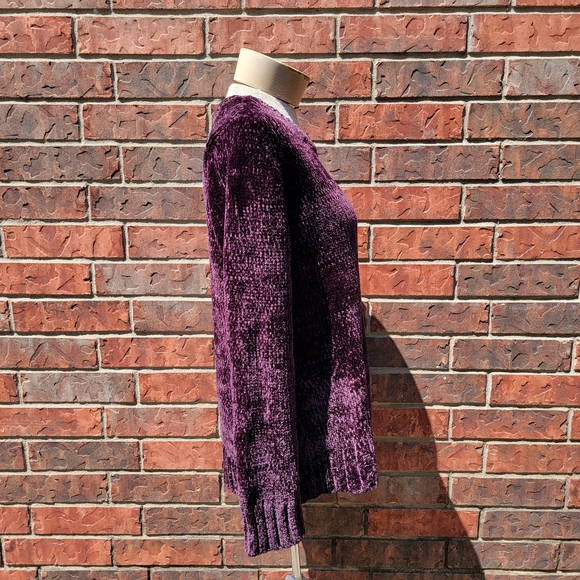 Orvis Sweater Chenille Knit Polyester Crew Neck Pullover Plum Womens Sma… - Picture 4 of 11